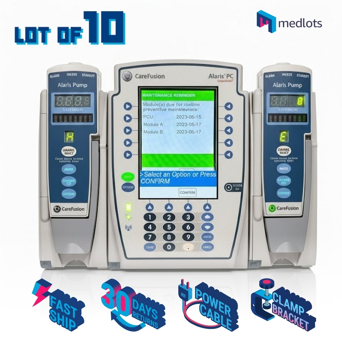 LOT OF 10 CARE FUSION ALARIS PC 8015 Guardrails with 2 x 8100 modules w/ clamp