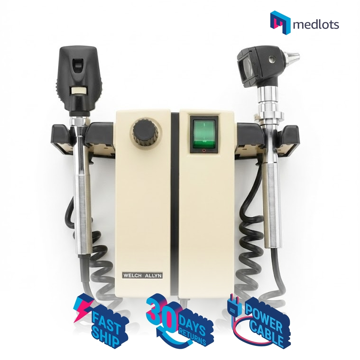 [PARTS] Welch Allyn 74710 Wall Mount Otoscope Ophthalmoscope with Heads Thermometer