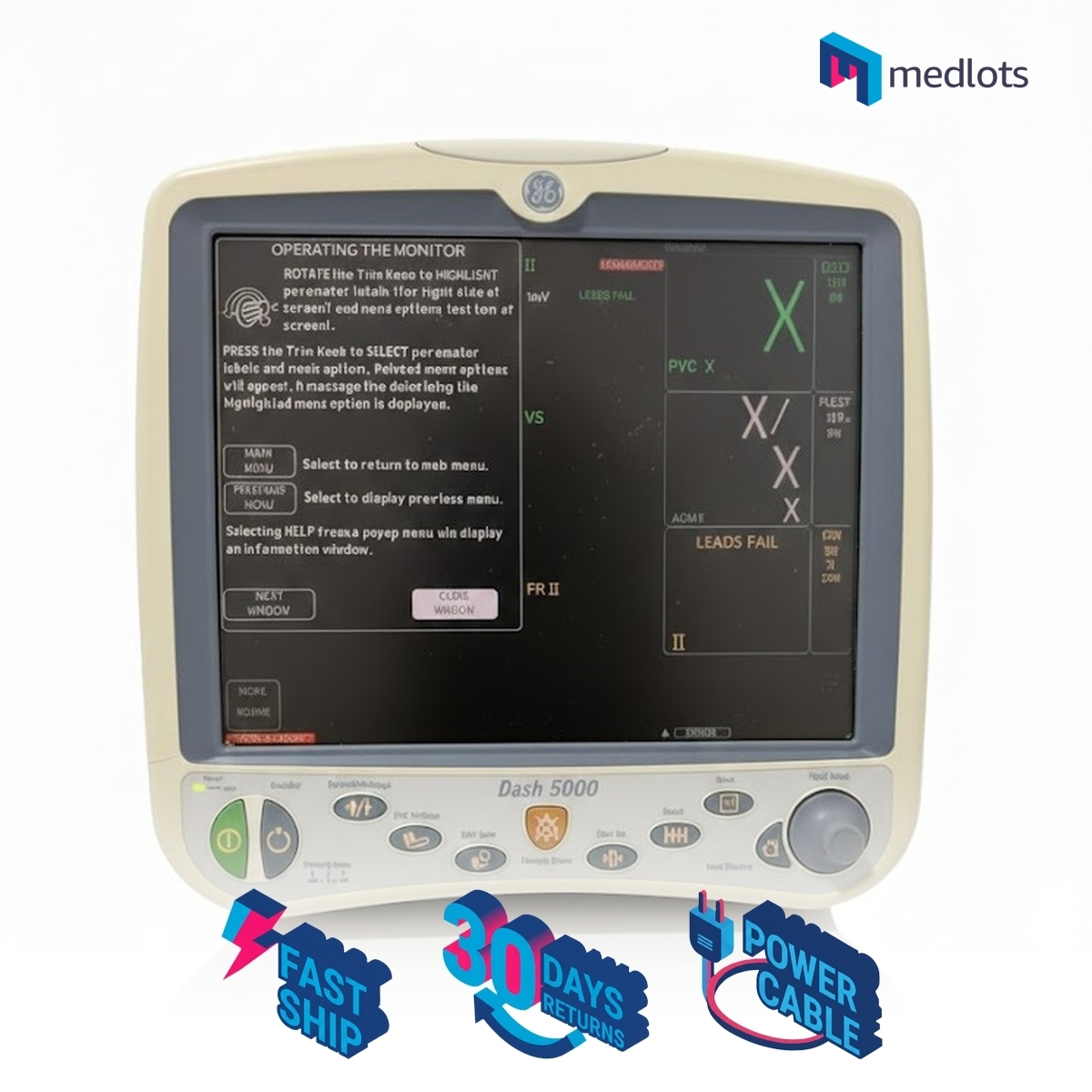 [USED] GE Dash 5000 Patient Monitor Masimo BP, SP02, Temp, C02, NBP, EGC   w/Printer